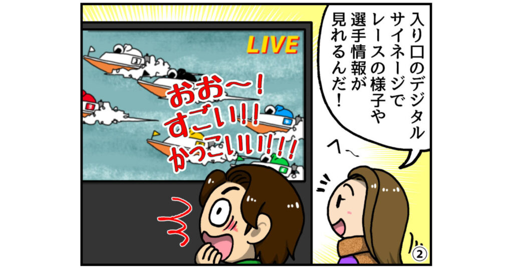 ボートレース場にデジタルサイネージを設置