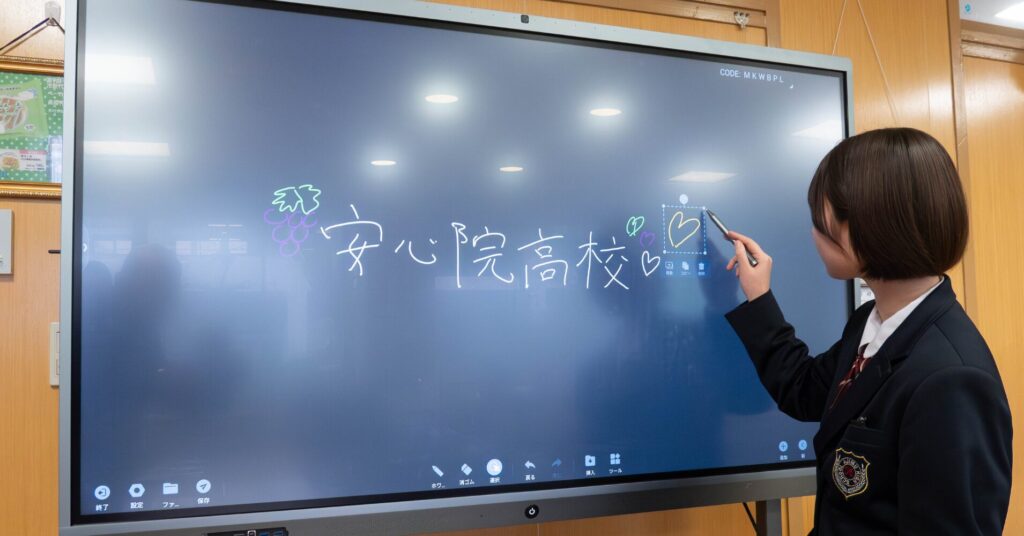 安心院高校に電子黒板を設置