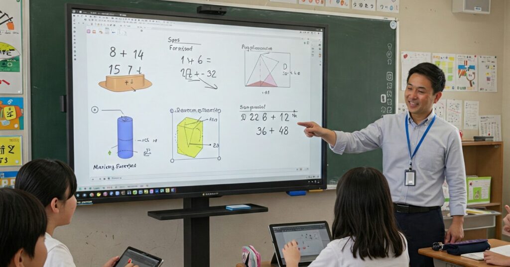 小学校の算数の授業で電子黒板を使う | ヤマトサイネージ 小学校の算数の授業で電子黒板を使う