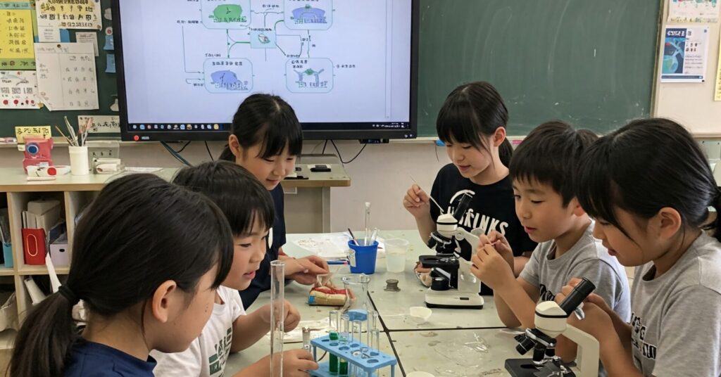 小学校の理科の授業で電子黒板を使う