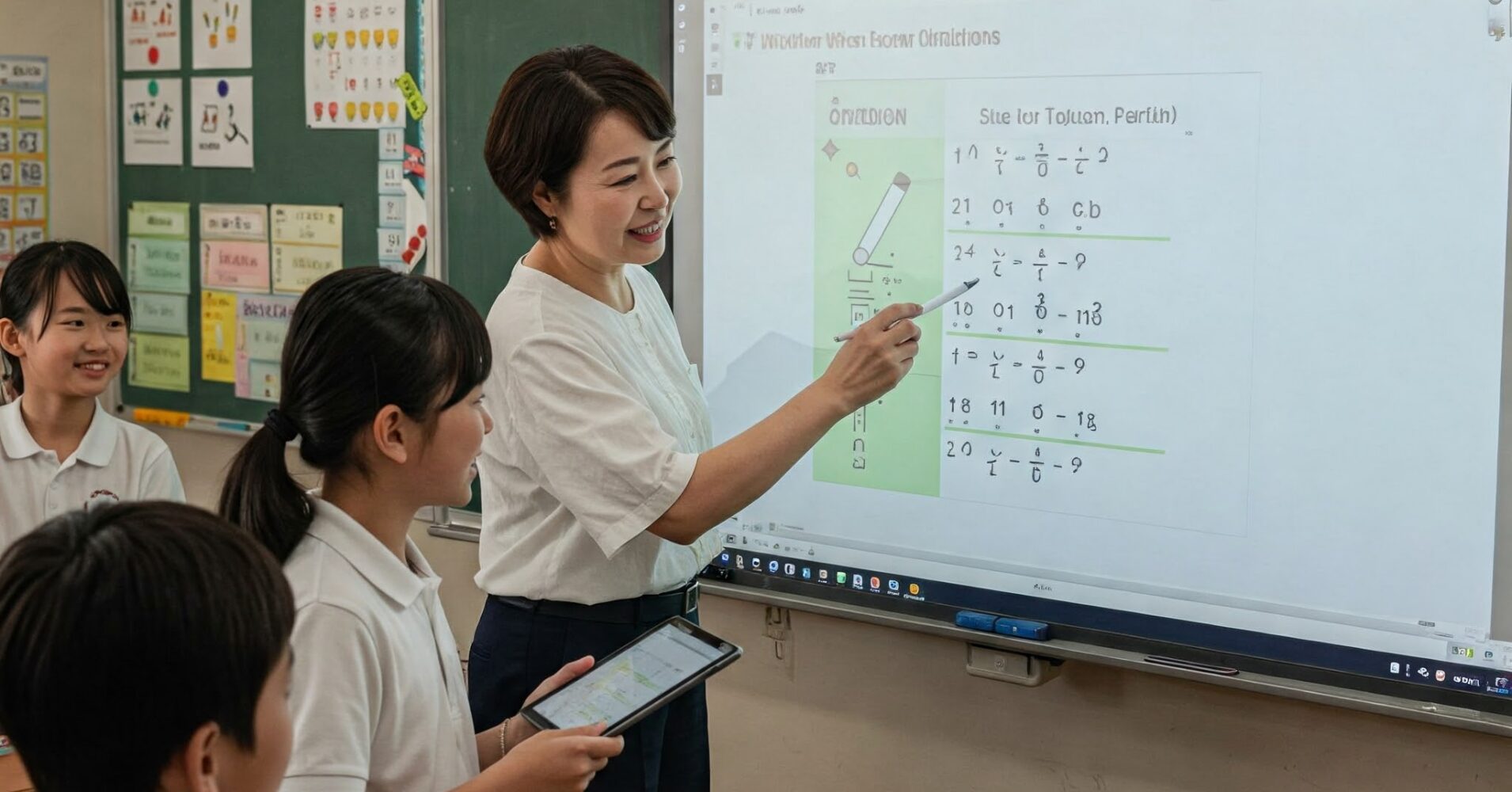 小学校の算数の授業で電子黒板を使う
