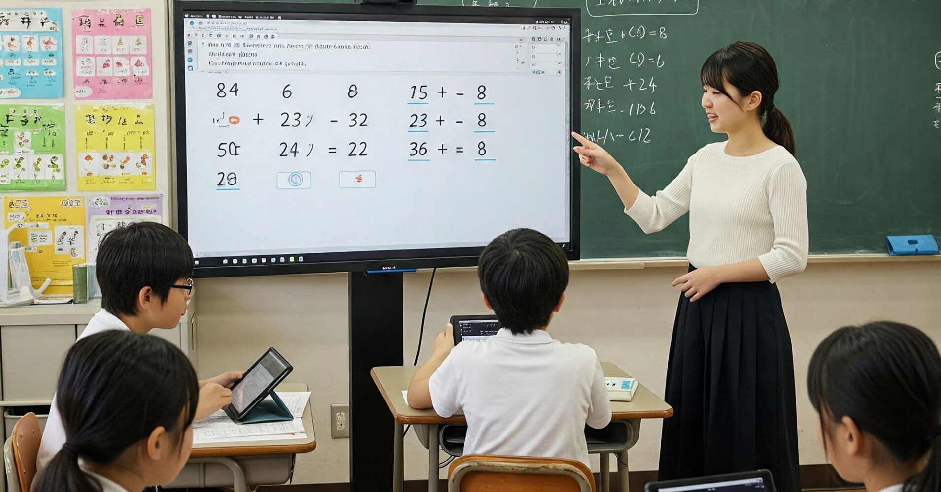 小学校の算数の授業で電子黒板を使う