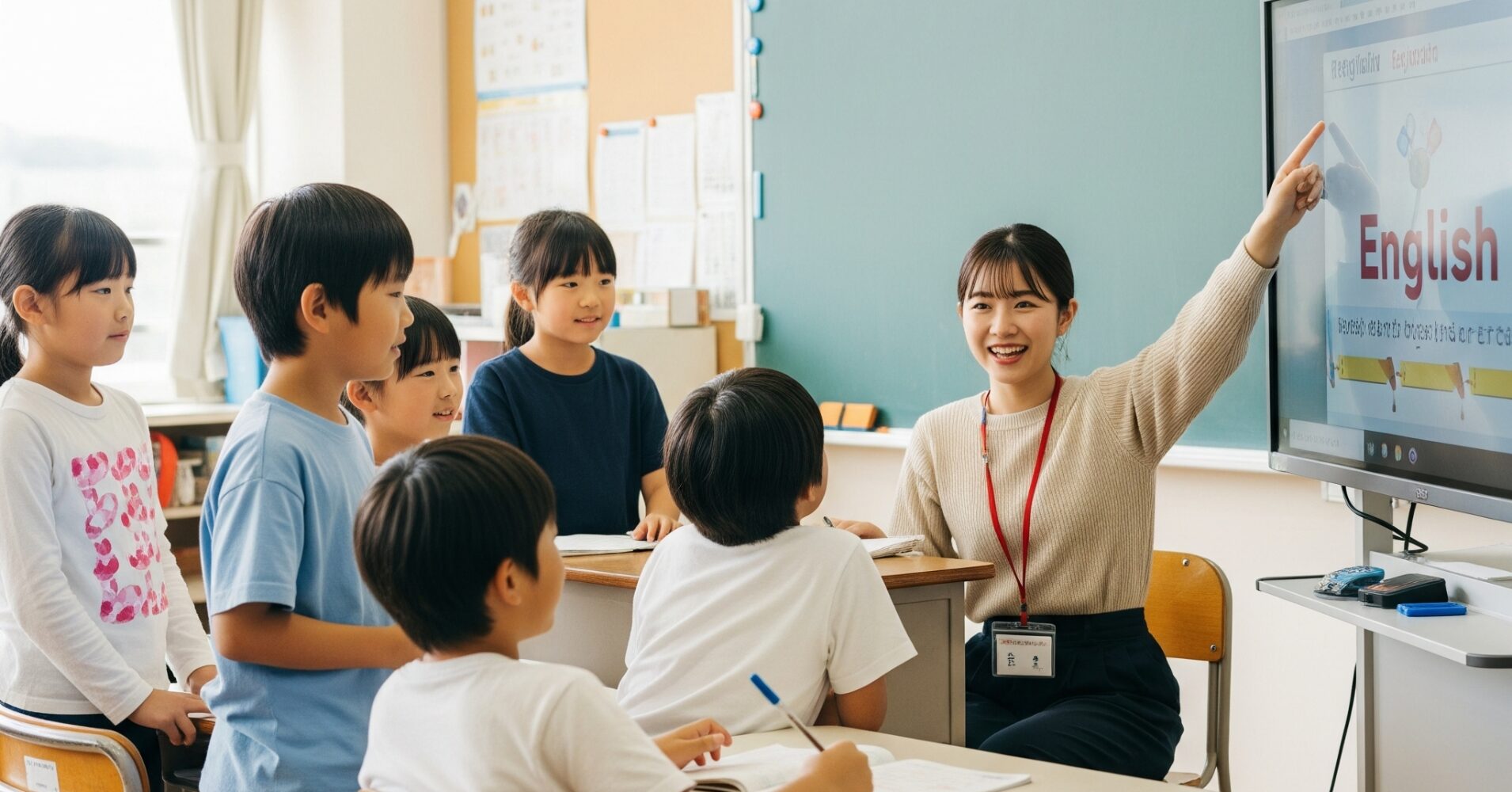 小学校の英語の授業に電子黒板を導入