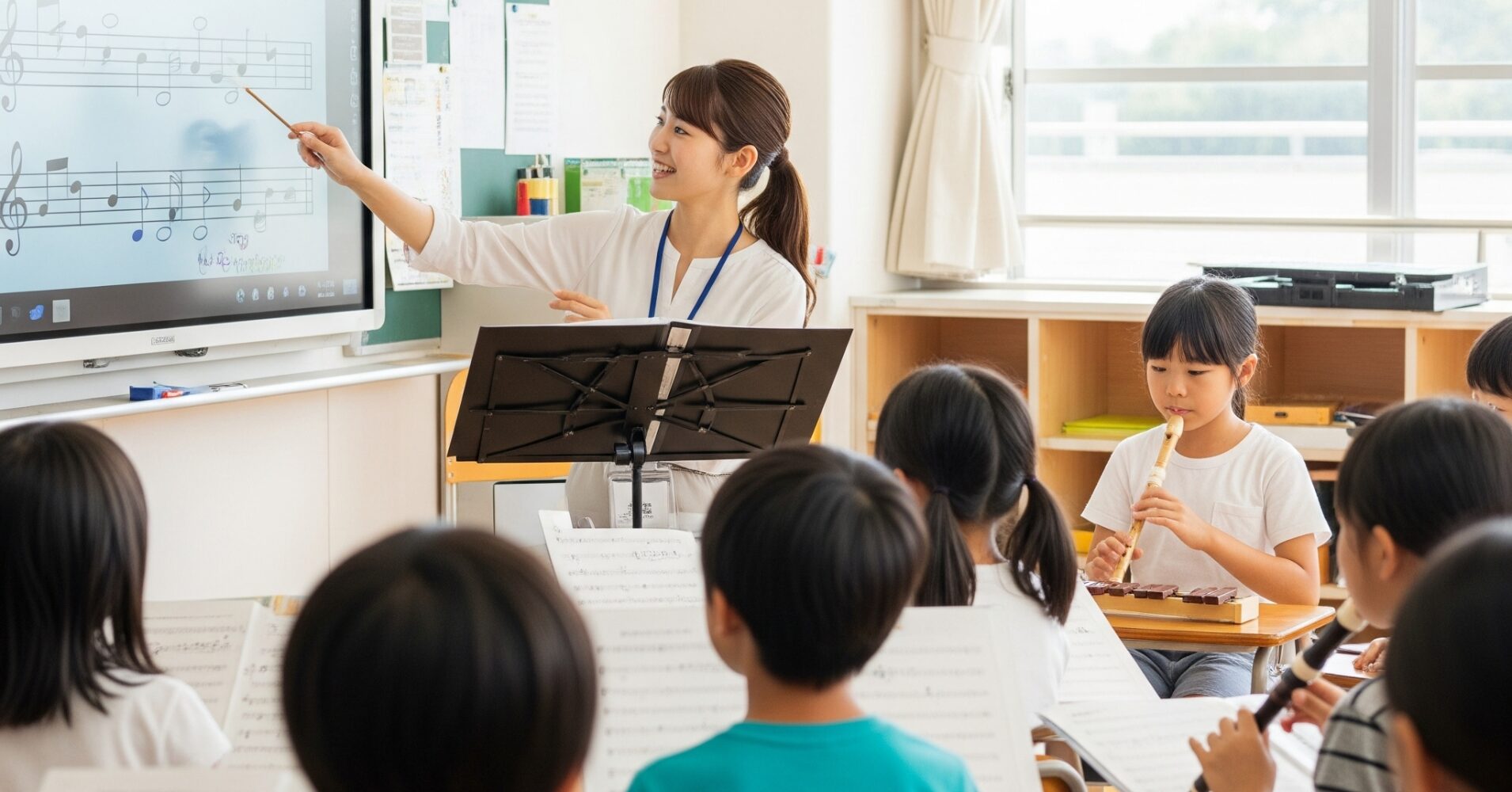 小学校の音楽の授業に電子黒板を導入