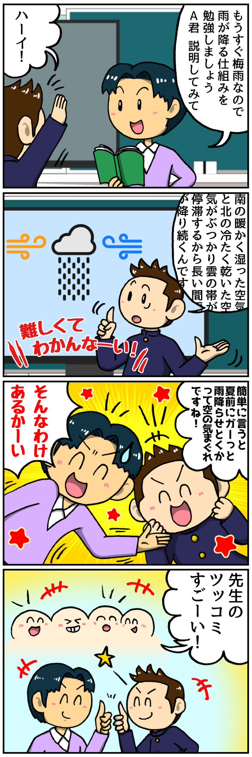 小学校に電子黒板を導入するイメージ漫画