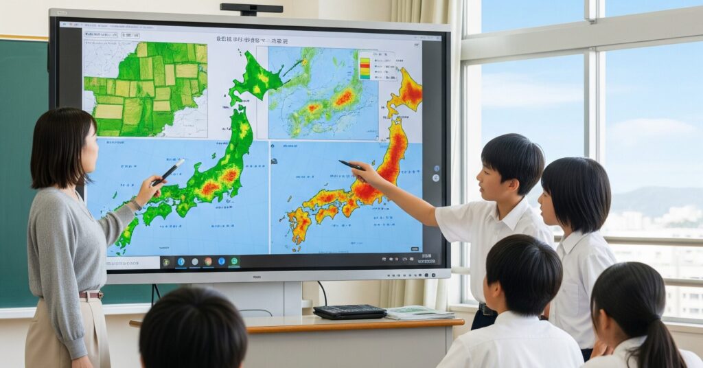 電子黒板で地理の授業が変わる！「生きた地球」を体験する中学校のICT活用術