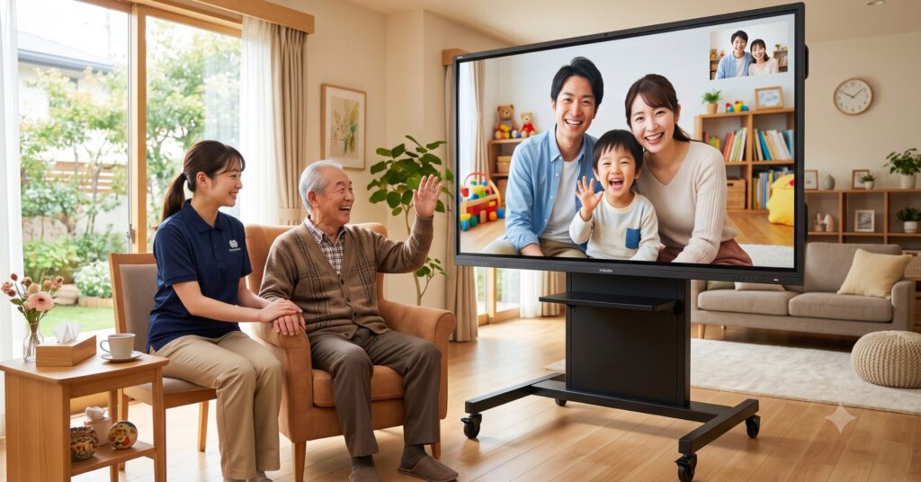 【福祉施設DX】電子黒板で実現する、遠隔家族と繋がるオンライン面会とイベント配信プラン